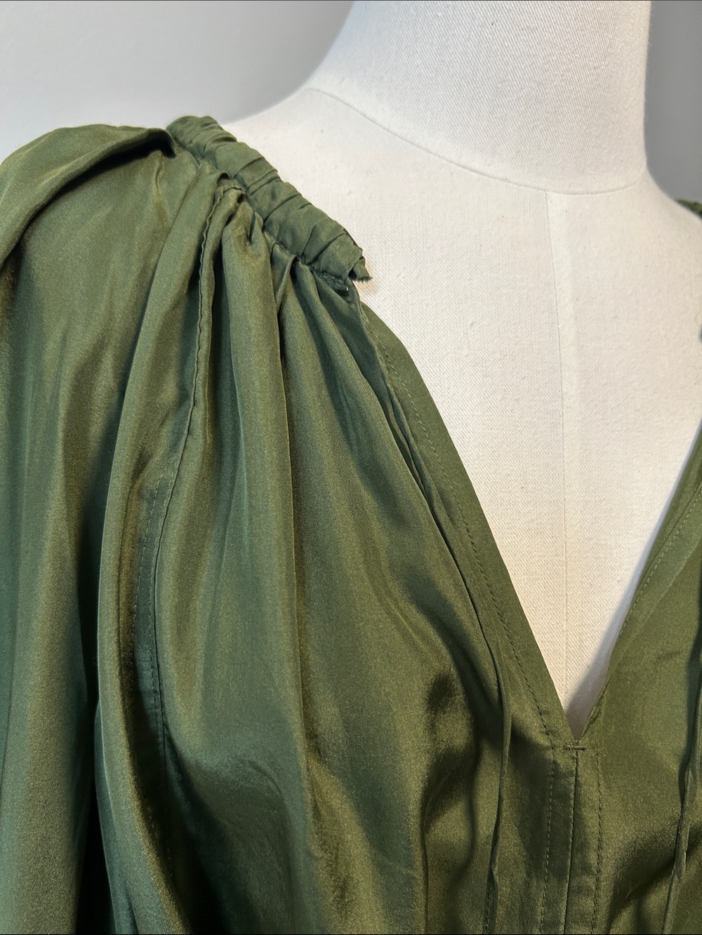 Banana Republic Olive Green Silk Dress NWT - Picture 6 of 13